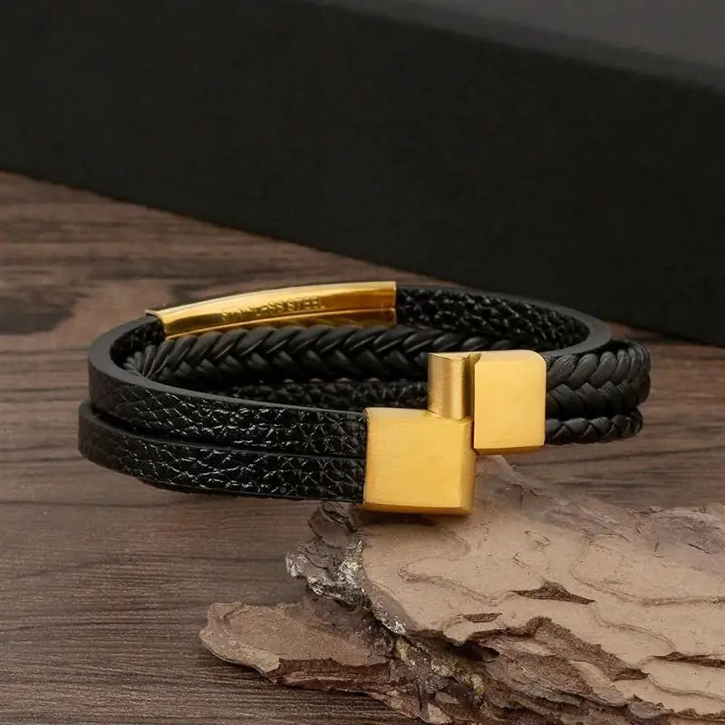 "Braided Leather / Beaded" Bracelet for Men
