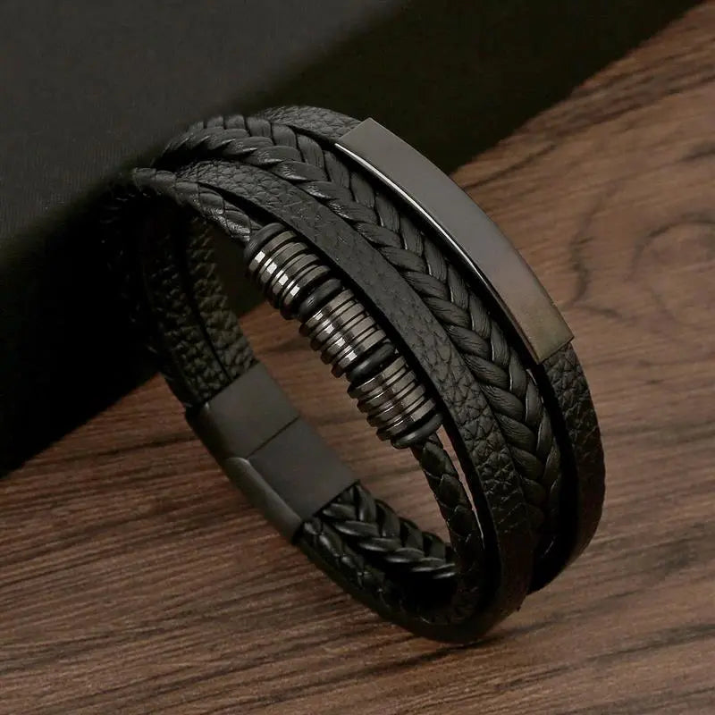 "Braided Leather / Beaded" Bracelet for Men