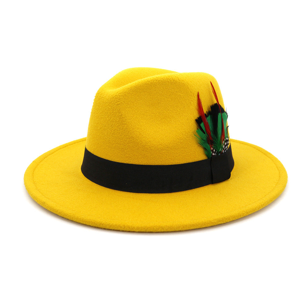 "Top-Fashion" Fedora Hat w/ feather