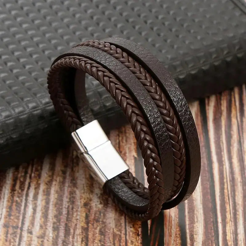 "Braided Leather / Beaded" Bracelet for Men