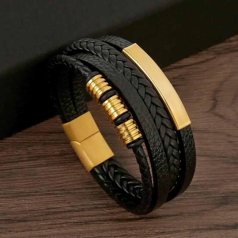 "Braided Leather / Beaded" Bracelet for Men