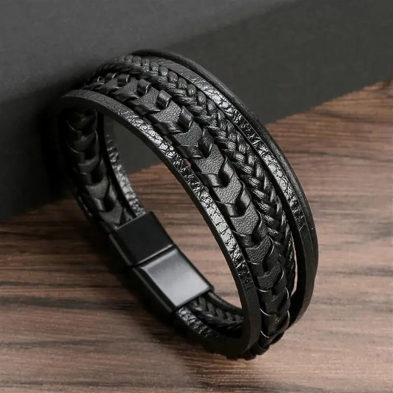 "Braided Leather / Beaded" Bracelet for Men