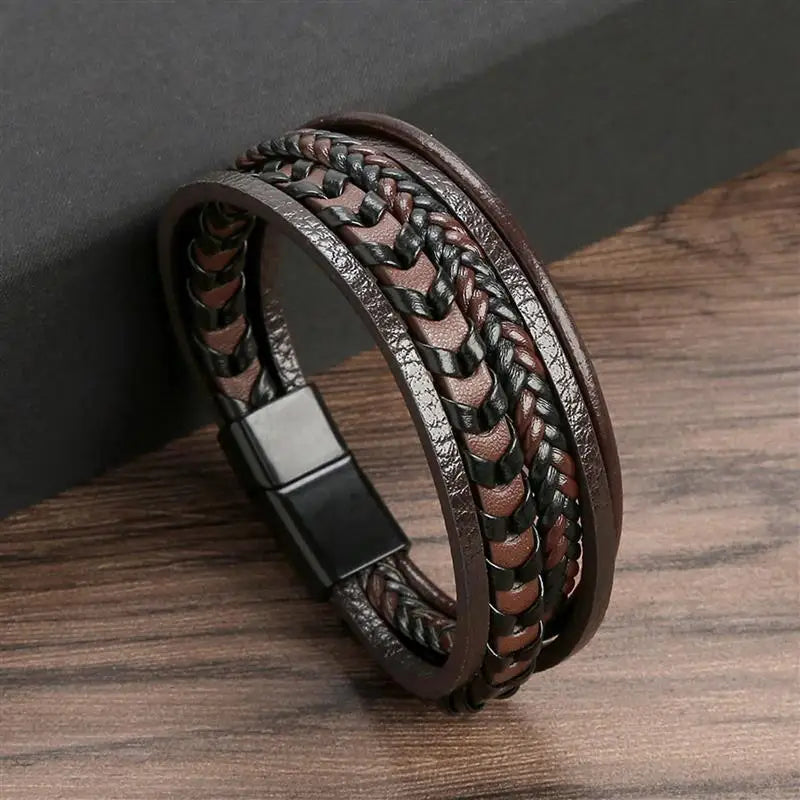 "Braided Leather / Beaded" Bracelet for Men