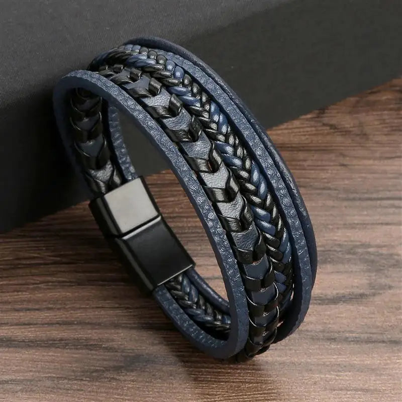 "Braided Leather / Beaded" Bracelet for Men