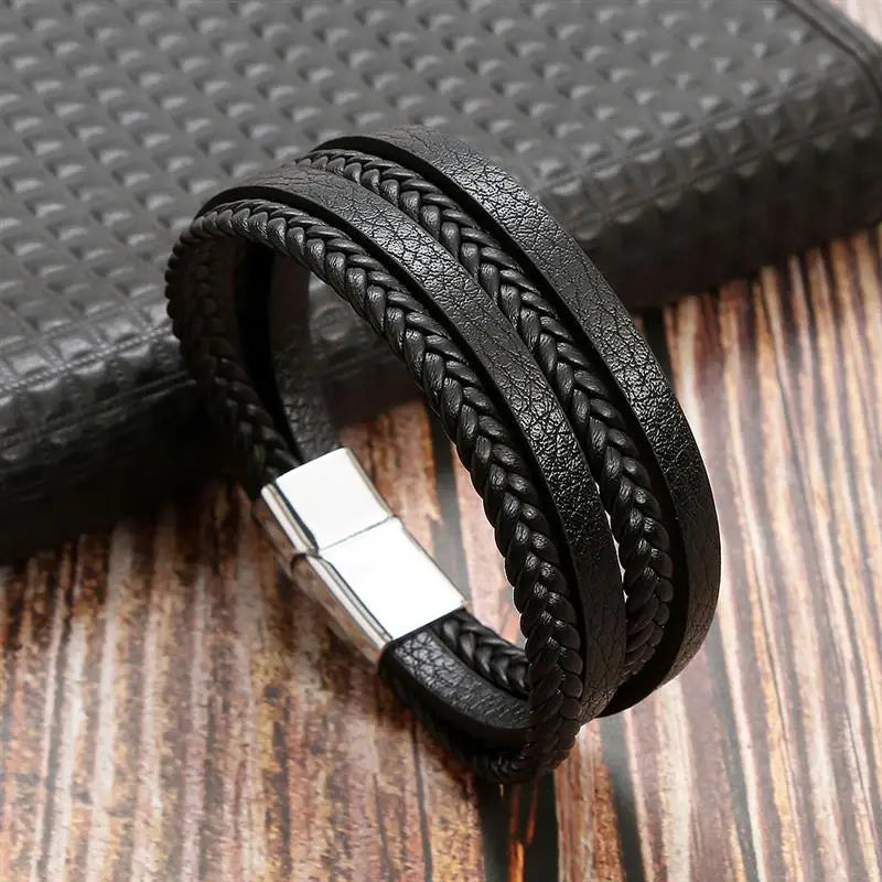 "Braided Leather / Beaded" Bracelet for Men