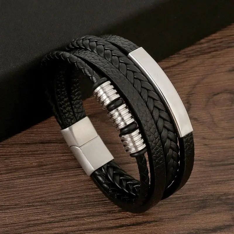 "Braided Leather / Beaded" Bracelet for Men