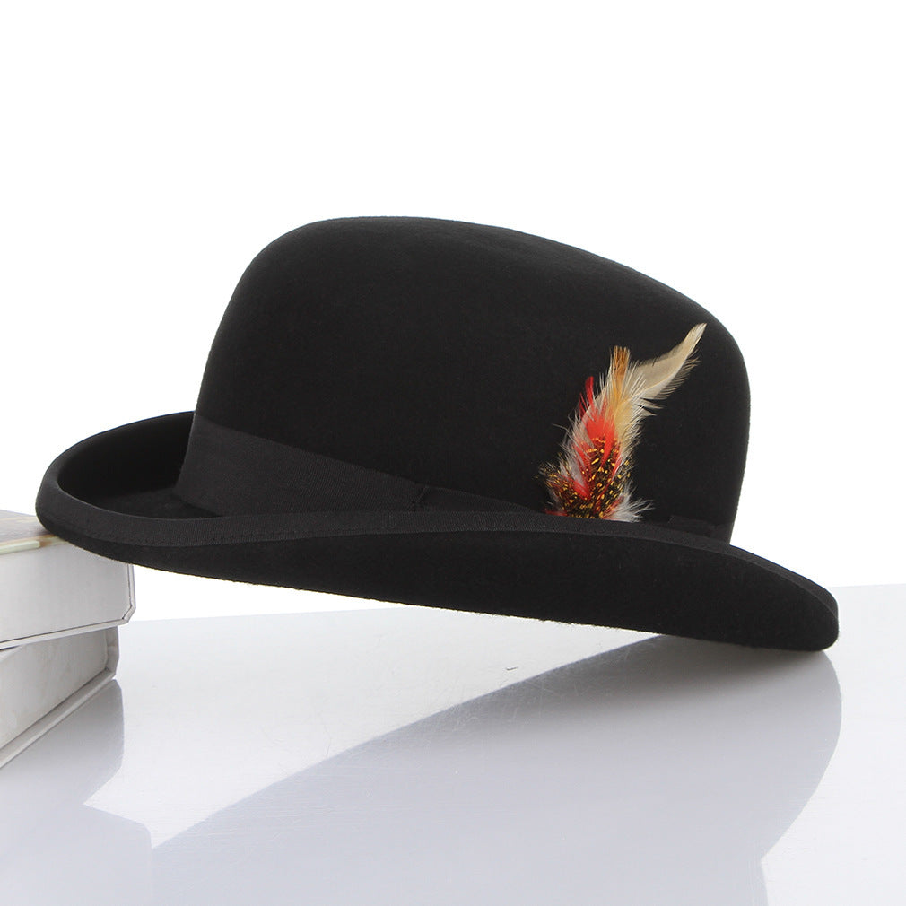Classic "Bowler" Hat w/ feather
