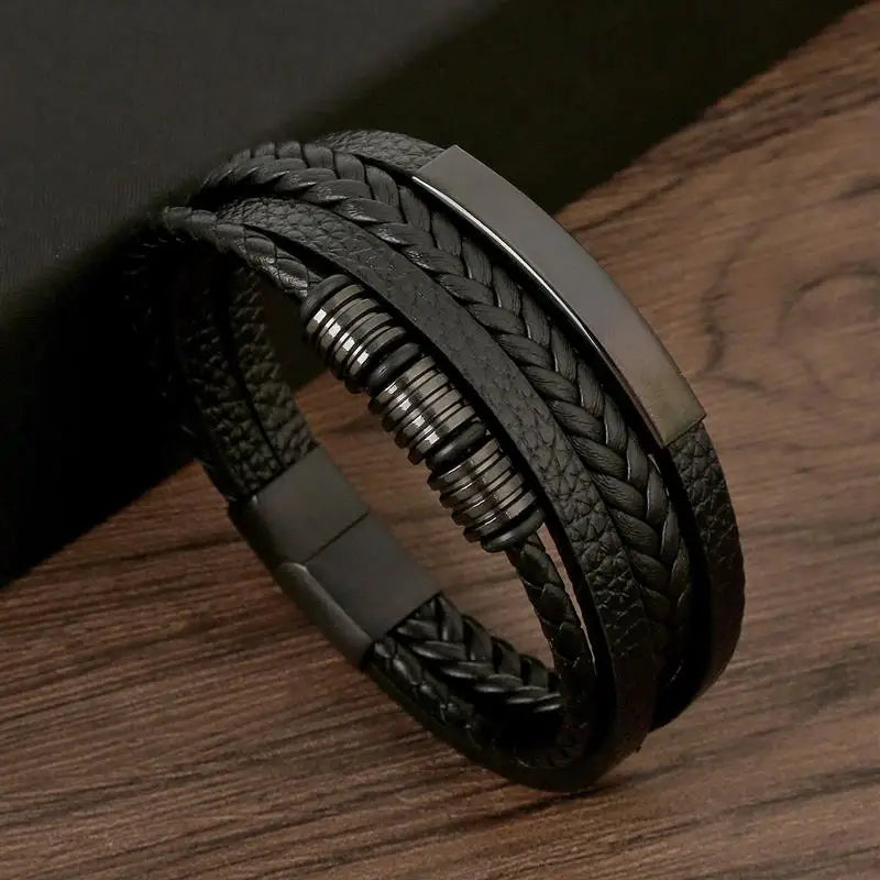 "Braided Leather / Beaded" Bracelet for Men