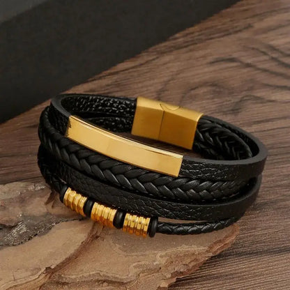 "Braided Leather / Beaded" Bracelet for Men