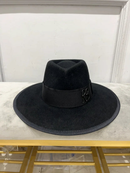 "Classic Black Fedora" w/ embellished trim