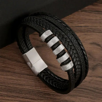 "Braided Leather / Beaded" Bracelet for Men