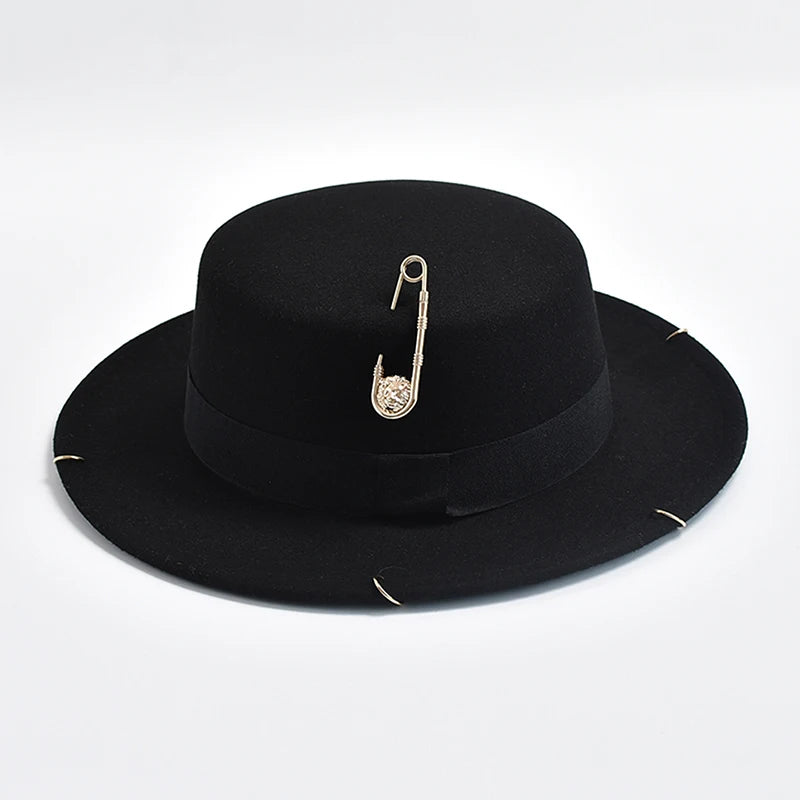 "New Fashion" Fedora Hat w/ Metal Chain Decor