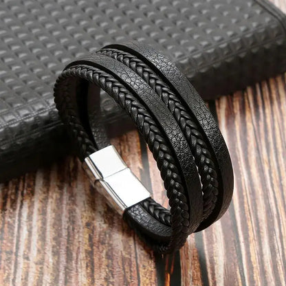 "Braided Leather / Beaded" Bracelet for Men