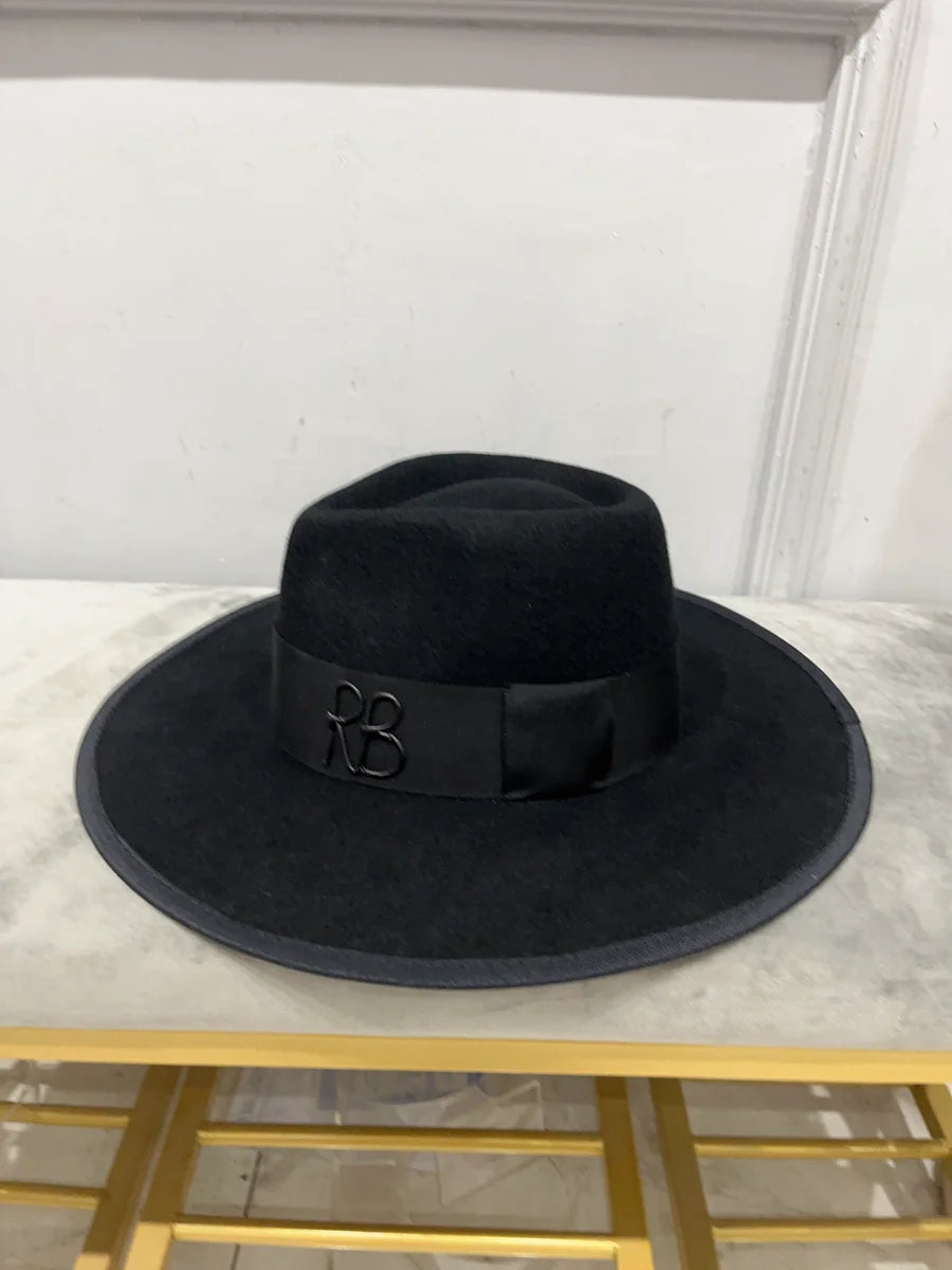 "Classic Black Fedora" w/ embellished trim